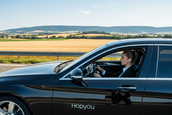 Chauffeur VTC professionnel avec véhicule haut de gamme pour trajets longue distance